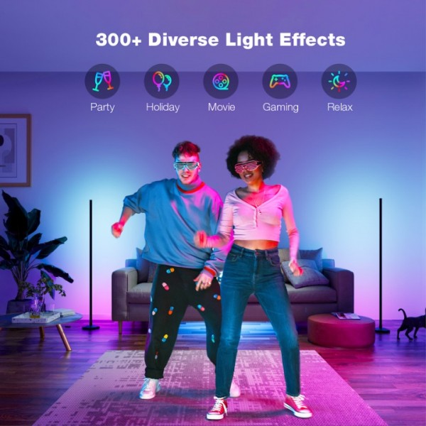 Buyya 165cm LED floor lamp living room, RGB floor lamp with remote control and APP, colour changing floor lamp dimmable with multicolour, music sync, DIY mode, floor lamp for bedroom playroom