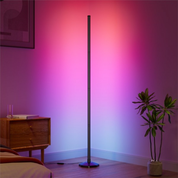 Buyya 165cm LED floor lamp living room, RGB floor lamp with remote control and APP, colour changing floor lamp dimmable with multicolour, music sync, DIY mode, floor lamp for bedroom playroom